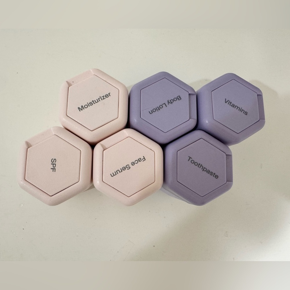 Cadence Magnetic Hexagon Travel Storage Containers - Pastel Pink & Lavender